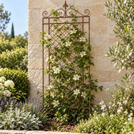 Grand Treillis à Planter Support à Plante Motif Losanges en Acier Oxydé Claustra à Grimpants Grille 1,5x82x213cm