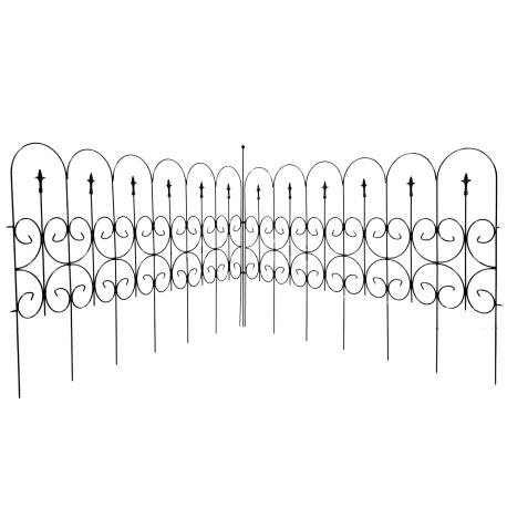 Lot de 2 Bordures Duo de Grilles à Planter en Acier Noir Délimitations de Jardin Peinture Epoxy 2x80x130cm